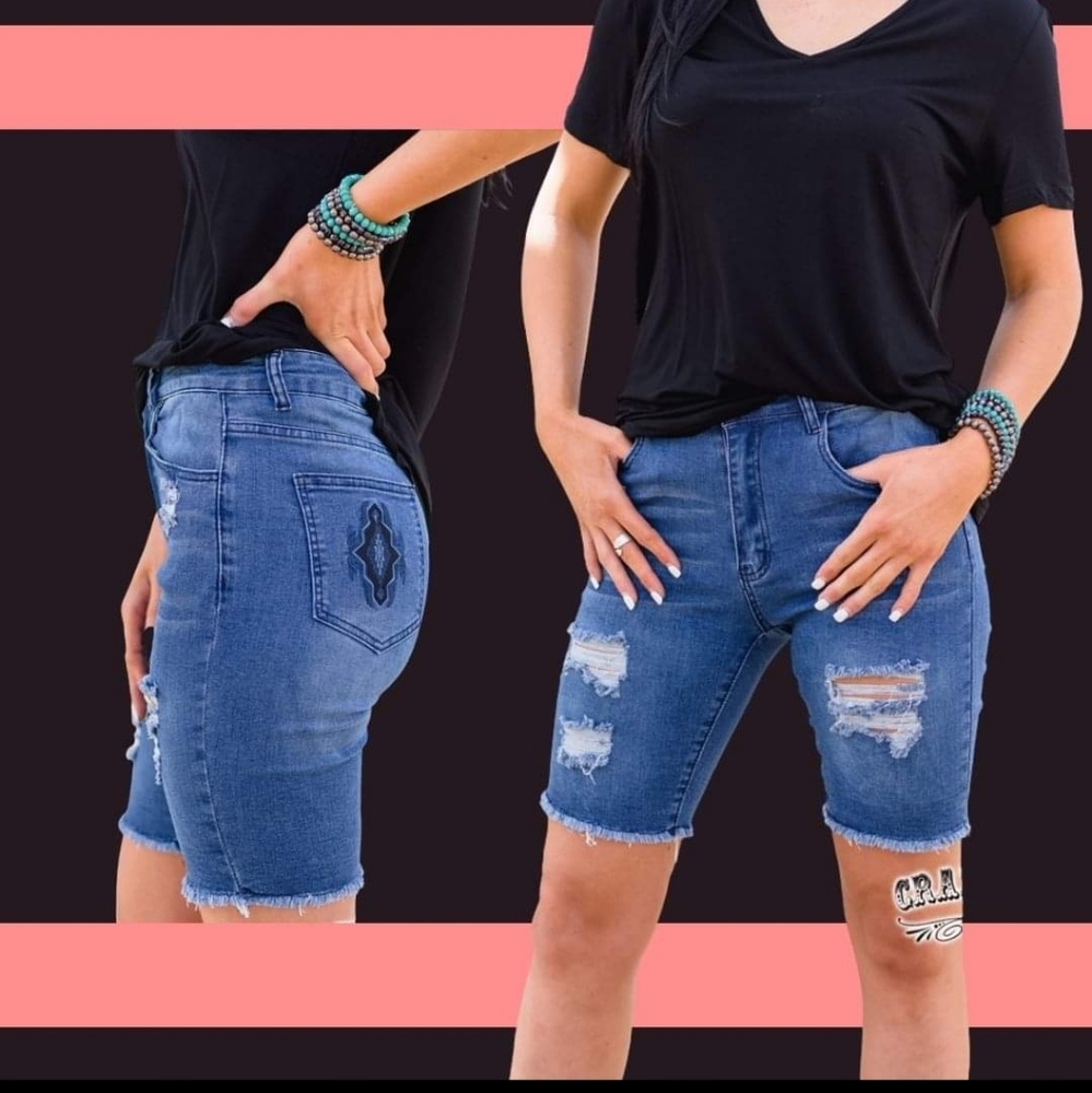 Crazy Train Denim Shorts